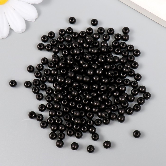 Набор бусин Набор бусин "Рукоделие" пластик, диаметр 5 мм, 25 гр, черный