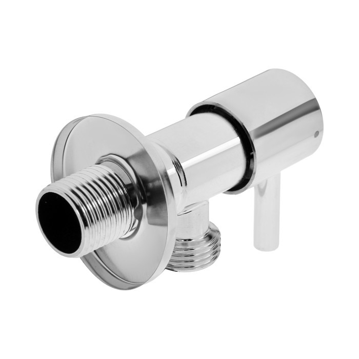 Кран угловой ZEIN engr, 1/2" х 1/2", кран-букса латунь, нержавеющая сталь, хром