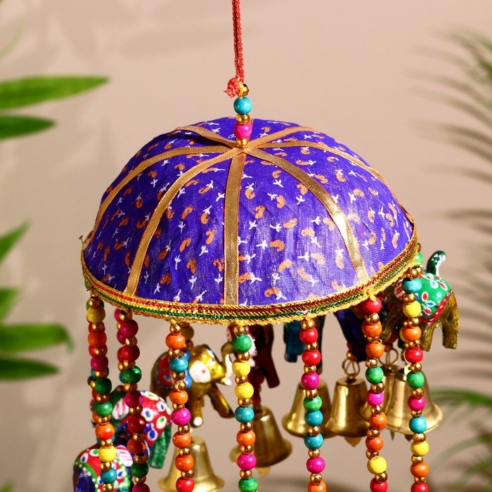 Интерьерная подвеска с колокольчиками  Интерьерная подвеска с колокольчиками "Милые слоники" 16х16х60 см  Микс