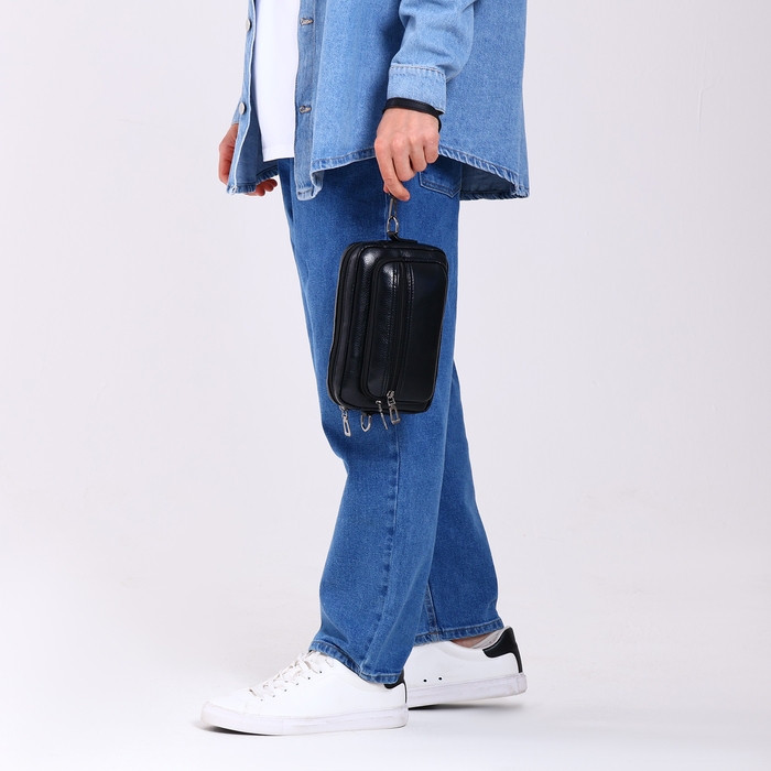 Сумка мужская через плечо, искусственная кожа, цвет чёрный Сумка мужская через плечо, искусственная кожа, цвет чёрный