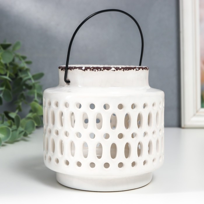 Подсвечник керамика на 1 свечу Подсвечник керамика на 1 свечу "Фонарь. Овалы и круги" МИКС 11х11,5х11,5 см