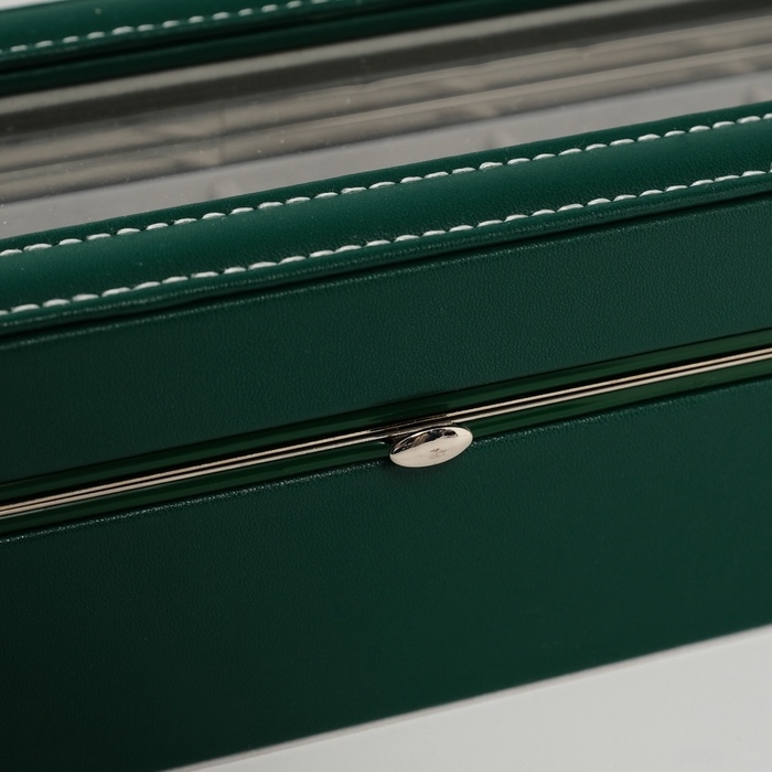 Шкатулка кожзам под часы 6 отделений Шкатулка кожзам под часы 6 отделений "Зелёная" 9,5х30,5х8 см