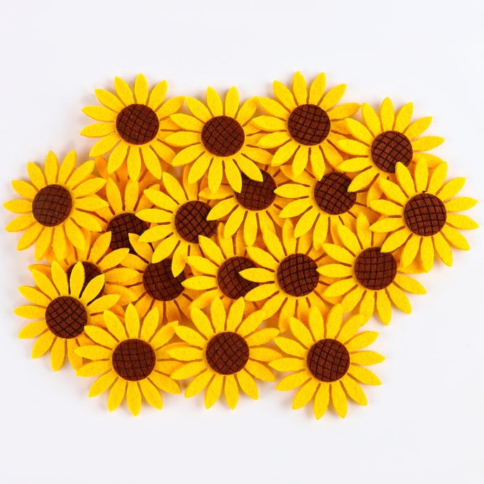 Декор из фетра на клеевой основе, набор 20 шт., размер 1 шт. — 6 × 6 см., цвет жёлтый Декор из фетра на клеевой основе, набор 20 шт., размер 1 шт. — 6 × 6 см., цвет жёлтый