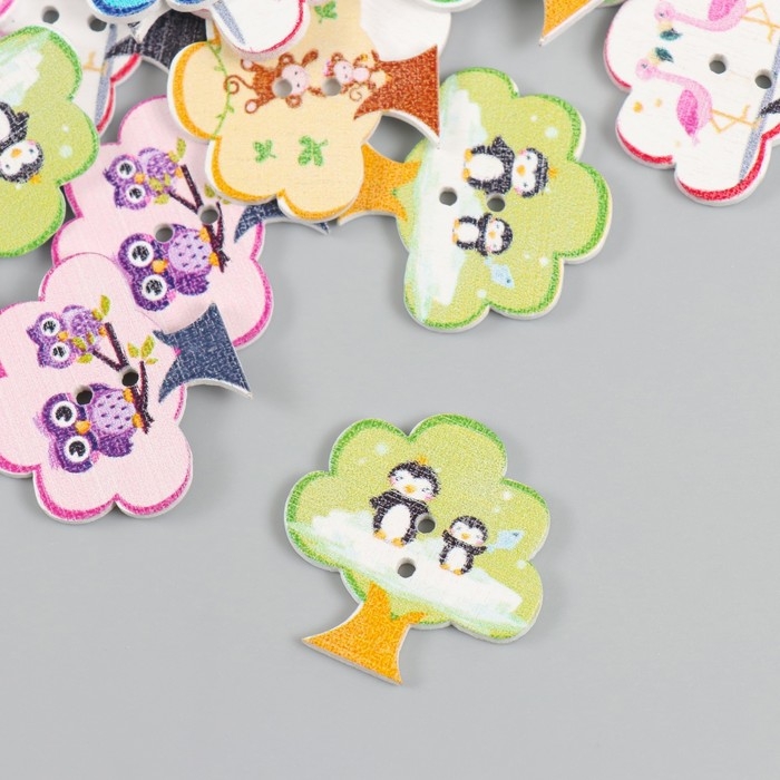 Пуговицы дерево для творчества 2 прокола Пуговицы дерево для творчества 2 прокола "Деревце" набор 20 шт 2,8х2,8 см