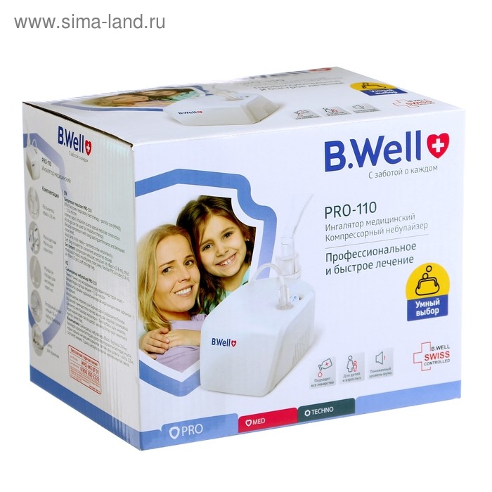 Ингалятор (небулайзер) B.Well PRO-110, компрессорный, 2-8 мл, 54 дБ, белый Ингалятор (небулайзер) B.Well PRO-110, компрессорный, 2-8 мл, 54 дБ, белый