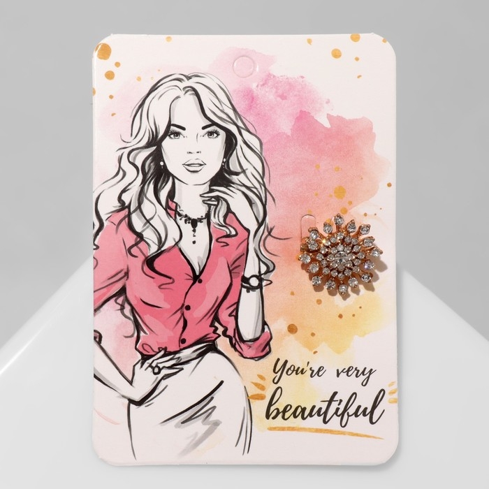 Брошь «Солнце искристое» малая, цвет белый в золоте Брошь «Солнце искристое» малая, цвет белый в золоте