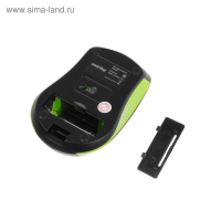 Мышь Smartbuy ONE 352, беспроводная, оптическая, 1600 dpi, 2xAAA (не в компл), зелёно-чёрная