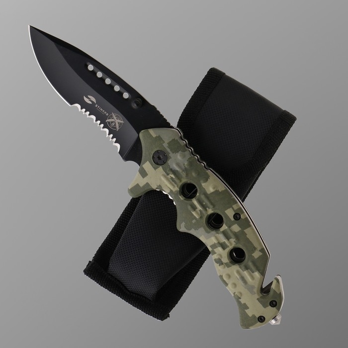 Нож складной Stinger с клипом, стропорезом, 9.5 см, лезвие - 3Cr13, рукоять - сталь Нож складной Stinger с клипом, стропорезом, 9.5 см, лезвие - 3Cr13, рукоять - сталь