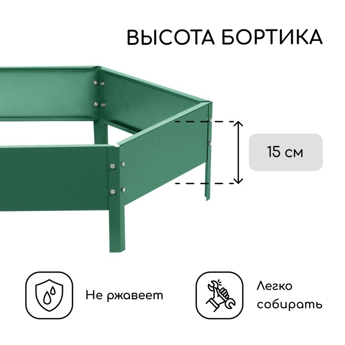 Клумба оцинкованная, d = 100 см, h = 15 см, зелёная, Greengo Клумба оцинкованная, d = 100 см, h = 15 см, зелёная, Greengo