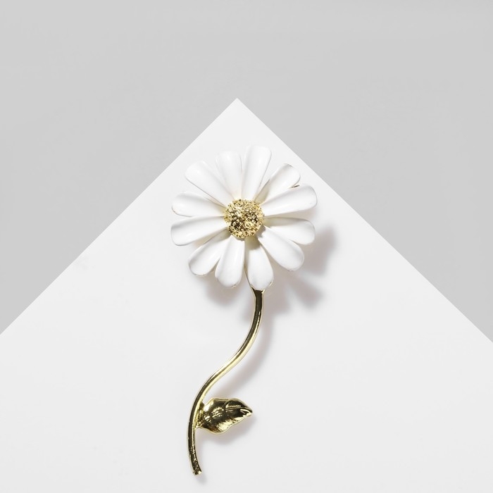 Брошь «Цветок» ромашка, цвет белый в золоте Брошь «Цветок» ромашка, цвет белый в золоте