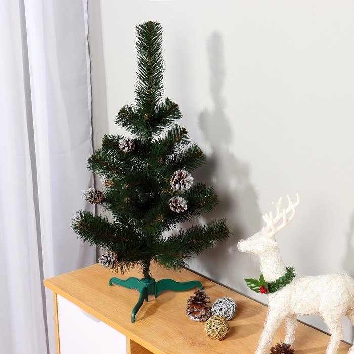 Ёлка искусственная настольная  Ёлка искусственная настольная "Рождественская" (шишки серебро) 60 см