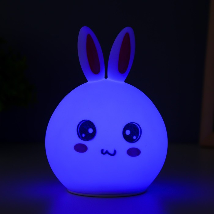 Ночник силикон  Ночник силикон "Антистресс Мякиш Зайчонок" 4хLED USB 16х11х10,5 см