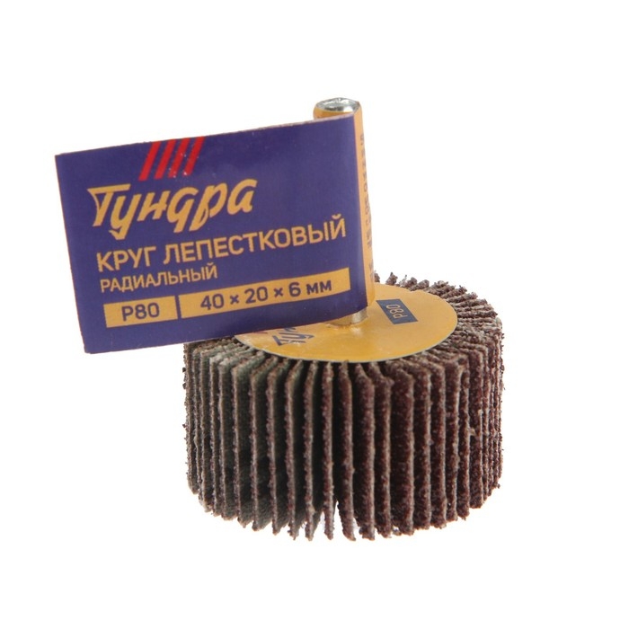 Круг лепестковый радиальный ТУНДРА, 40 х 20 х 6 мм, Р80 Круг лепестковый радиальный ТУНДРА, 40 х 20 х 6 мм, Р80