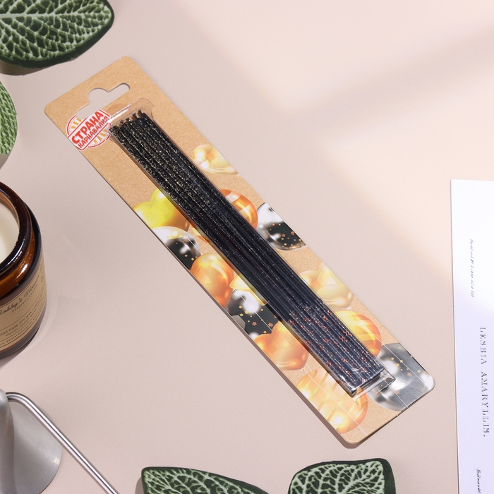 Набор свечей в торт, 6 штук Набор свечей в торт, 6 штук "Сияние", жёлтый с чёрным, 17 см