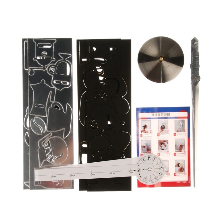 Часы настенные интерьерные большие для кухни, 3d  Часы настенные интерьерные большие для кухни, 3d "Время кофе", наклейка, d-120 см