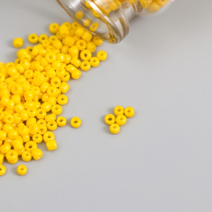 Бисер круглый 12/0 в бутылочке  Бисер круглый 12/0 в бутылочке "Яркий лимон" 2х20 гр набор 2 шт