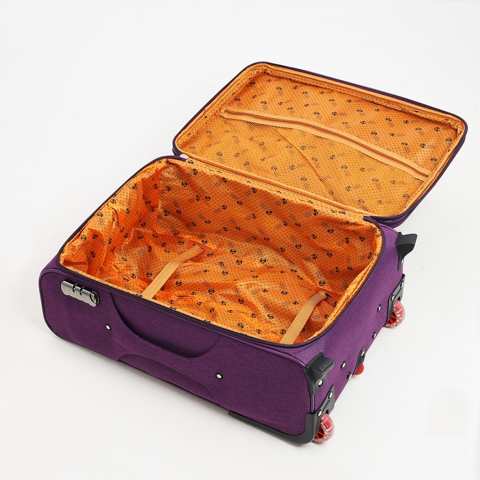 Чемодан средний 52 л (M), отдел на молнии, кодовый замок, с расширением, цвет фиолетовый Чемодан средний 52 л (M), отдел на молнии, кодовый замок, с расширением, цвет фиолетовый