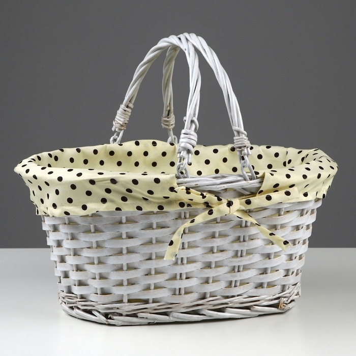 Корзина плетеная, 35х27х17 см, лоза, ткань Корзина плетеная, 35х27х17 см, лоза, ткань