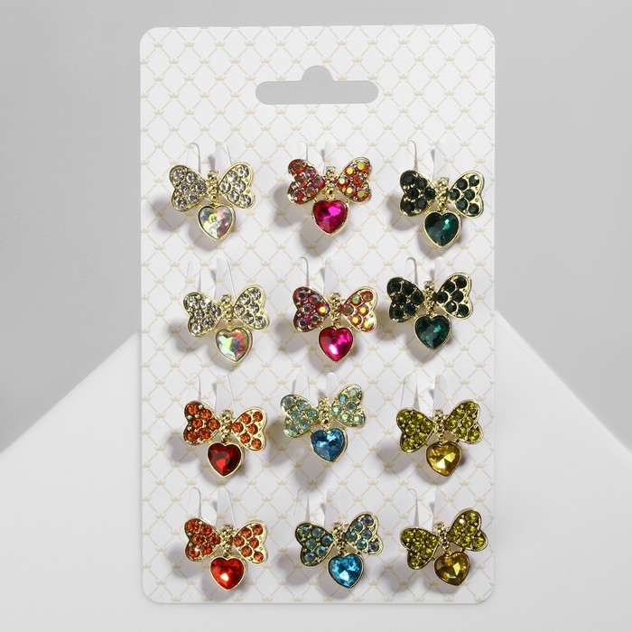 Брошь «Сердце» с бантиком, цвет МИКС в золоте (неделимая фасовка 12 шт., цена за шт.) Брошь «Сердце» с бантиком, цвет МИКС в золоте (неделимая фасовка 12 шт., цена за шт.)