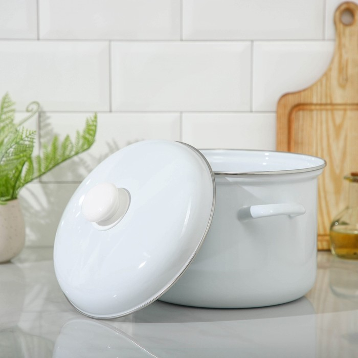 Кастрюля эмалированная, 6 л, без деколи, индукция, цвет белый Кастрюля эмалированная, 6 л, без деколи, индукция, цвет белый