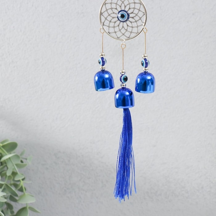 Музыка ветра металл, пластик Музыка ветра металл, пластик "Круги цветов от сглаза" 5 колокольчиков h=30 см