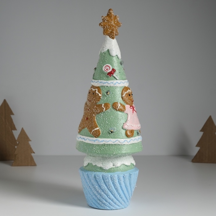 Сувенир керамика свет Сувенир керамика свет "Пряничная ёлочка с печенюшками" зелёная 10х10х31 см