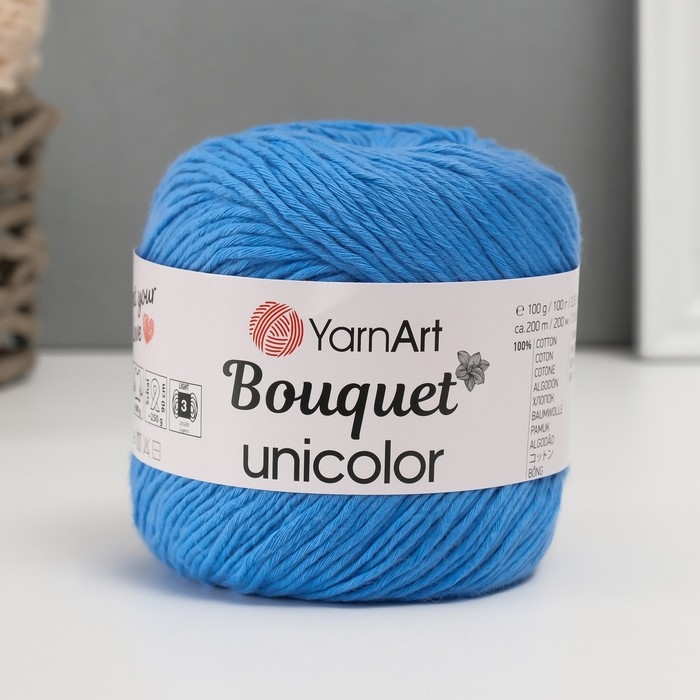 Пряжа Пряжа "Bouquet Unicolor" 100% хлопок 200м/100г (3223 голубой)