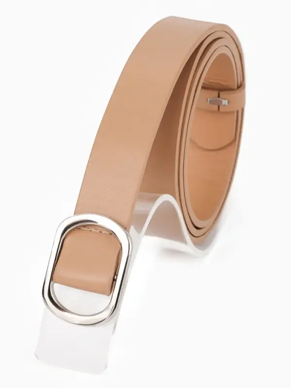 Ремень женский, затяжка, 2.5&times;110 см, без винта, серебристая пряжка, бежевый