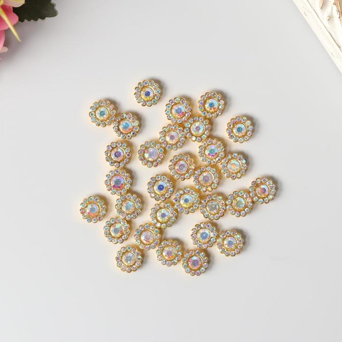 Декор для творчества пластик Декор для творчества пластик "Цветок кристалл" набор 30 шт 1х1х0,5 см