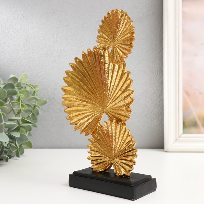 Сувенир полистоун  Сувенир полистоун "Листья веерной пальмы" золото 5,5х13х24,5 см