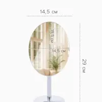 Зеркало настольное, овальное, на ножке, 14.5&times;29 см, (14.5&times;19.5 см), цвет серебряный