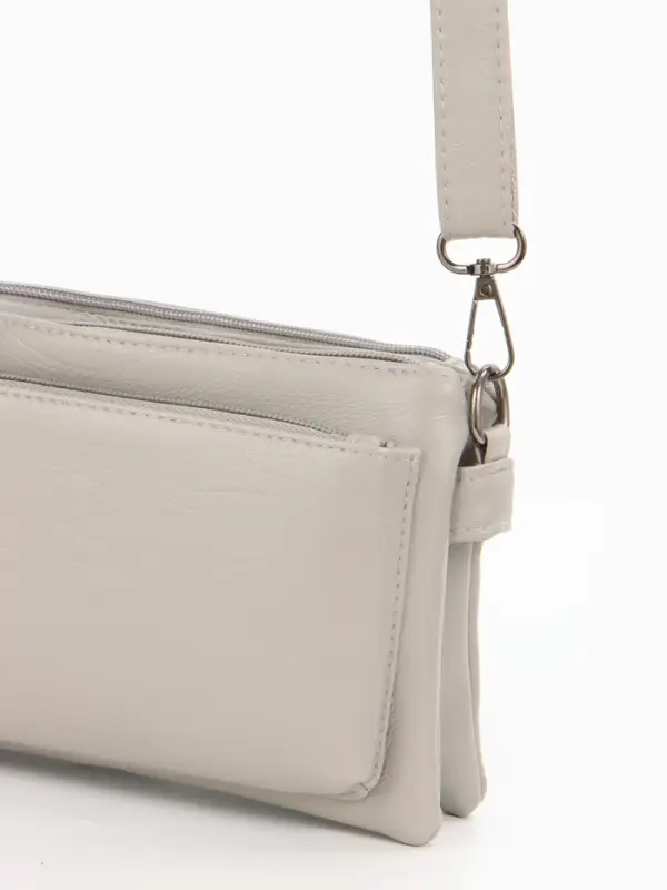 Сумка женская кросс-боди на молнии, 20.5&times;2&times;13 см, серая