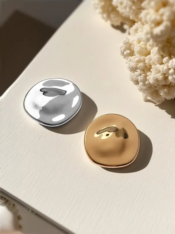 Брошь &laquo;Декоративная пуговица&raquo;, набор 2 шт. цвет золото и серебро