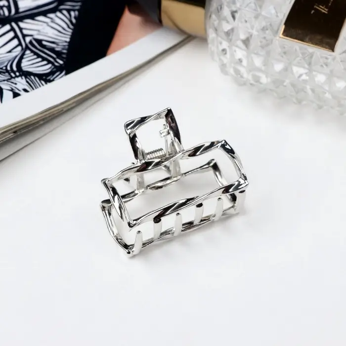 Крабик для волос &laquo;Сабина&raquo;, прямой, 4 см, серебристый