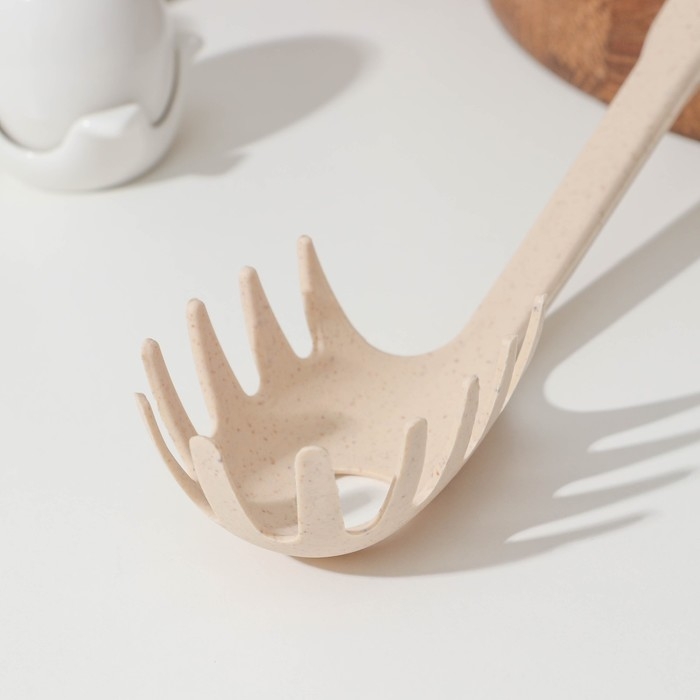 Ложка для спагетти Доляна «Беж», 28 см, цвет бежевый Ложка для спагетти Доляна «Беж», 28 см, цвет бежевый