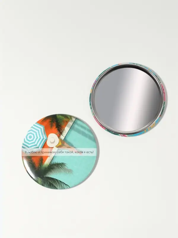 Зеркало карманное «Девушка у бассейна», d=7 см, разноцветное