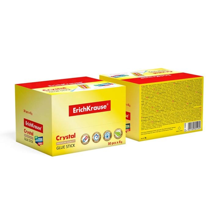 Клeй-карандаш ErichKrause Crystal PVP, 8 г, прозрачный