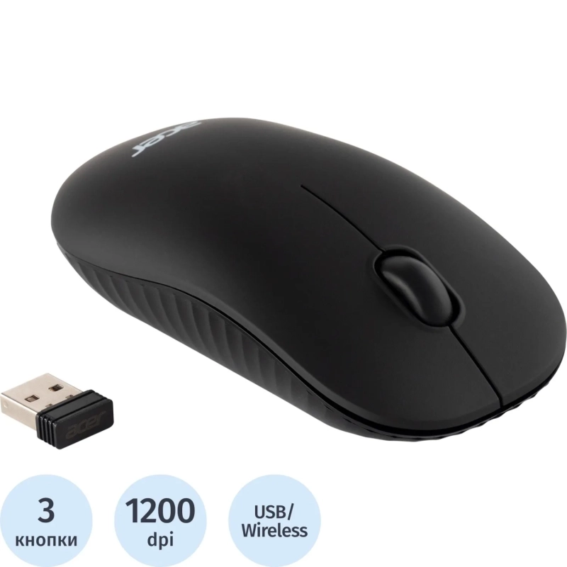 Мышь компьютерная Acer OMR130 black (1200dpi) wireless USB(ZL.MCEEE.00F)