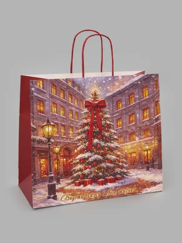 Пакет подарочный крафтовый &laquo;Сказка&raquo;, 32&times;28&times;15 см