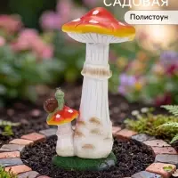 Садовая фигура из полистоуна &laquo;Мухомор с улиткой&raquo;, 12&times;12&times;25 см
