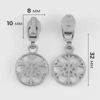 Бегунок для молнии &laquo;Спираль&raquo;, №3, &laquo;Снежинка&raquo;, 10 шт., цвет никель