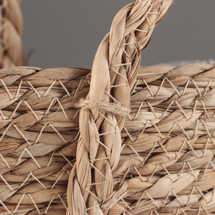 Набор корзин из 2 шт, 35х18хH20/HH44; 31х15хH11/HH39 см, коричневый, рогоз Набор корзин из 2 шт, 35х18хH20/HH44; 31х15хH11/HH39 см, коричневый, рогоз