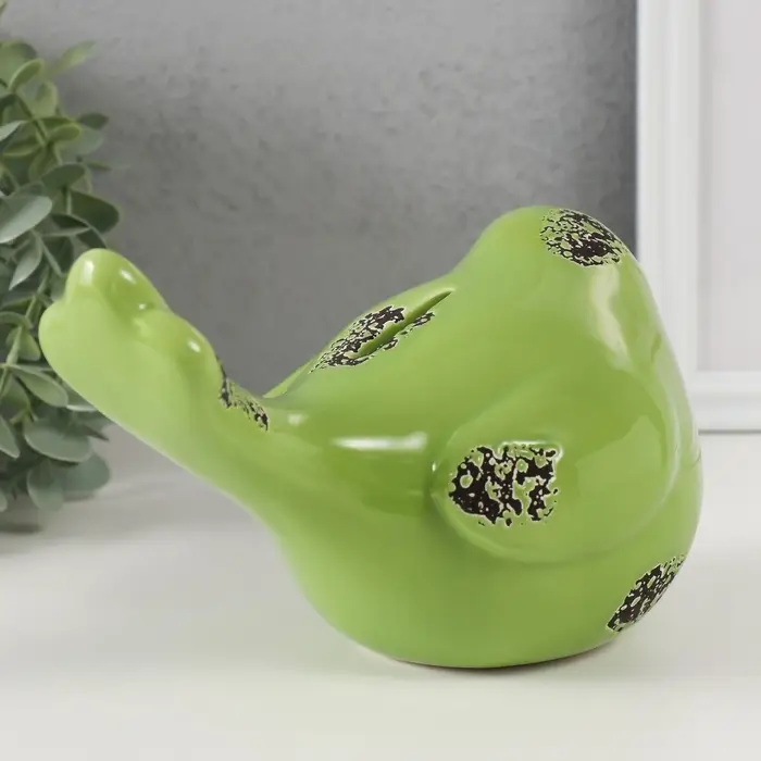 Копилка для денег &laquo;Зелёный воробышек&raquo;, керамика, 18.8 11.9&times;13 см