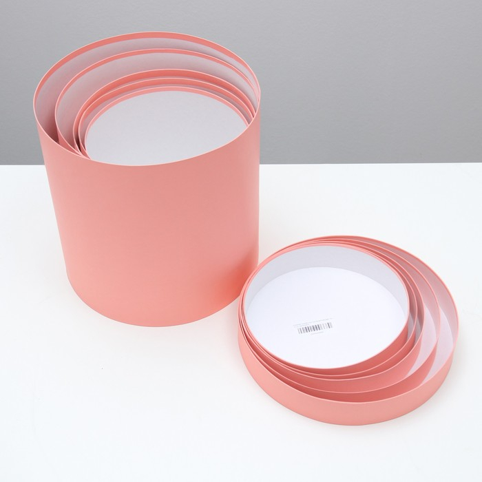 Набор круглых коробок 5 в 1 Набор круглых коробок 5 в 1 "Краски", персиковый, 25 х 25 х 25 - 19 х 19 х 19 см