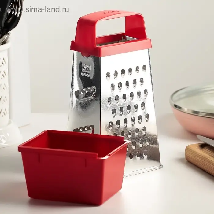 Тёрка с контейнером КВАРЦ &laquo;Универсал&raquo;, 4 грани, 450 мл, 27&times;12 см, металл, МИКС