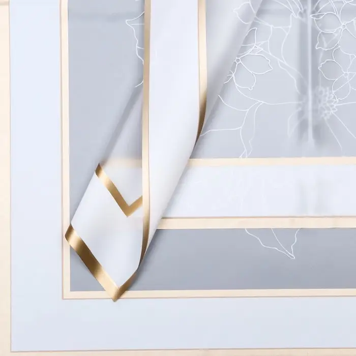 Пленка для цветов матовая, «Цветы с каймой», 58×58 см, белый