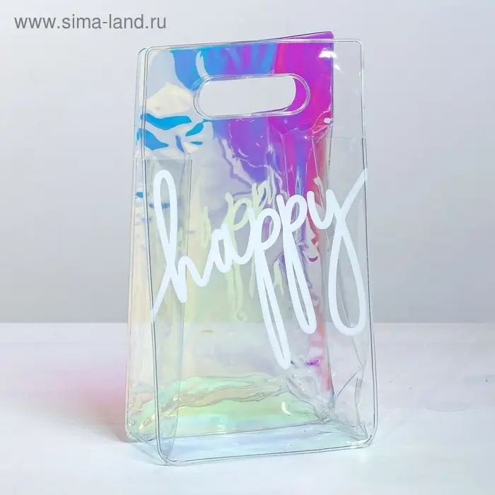 Пакет подарочный из голографического пластика, упаковка, Happy, 13 х 23 х 6 см Пакет подарочный из голографического пластика, упаковка, Happy, 13 х 23 х 6 см