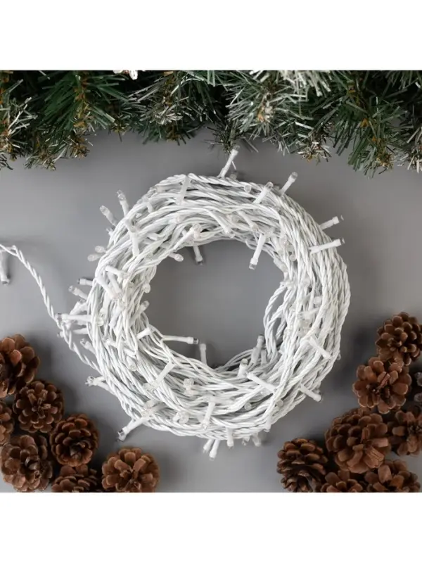 Гирлянда &laquo;Нить&raquo; 20 м, IP44, белая нить, 200 LED, свечение мульти, 8 режимов, 220 В