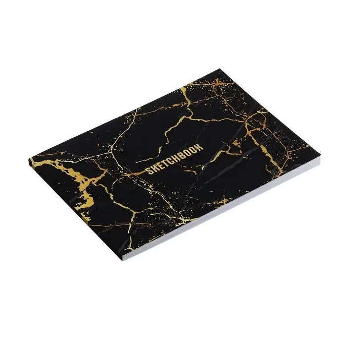 Скетчбук А5, 40 листов на склейке по короткой стороне "Мрамор", обложка мелованный картон, блок 100 г/м²