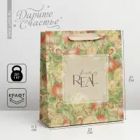 Пакет подарочный крафтовый, упаковка, «Персики», ML 23 х 27 х 11.5 см Пакет подарочный крафтовый, упаковка, «Персики», ML 23 х 27 х 11.5 см